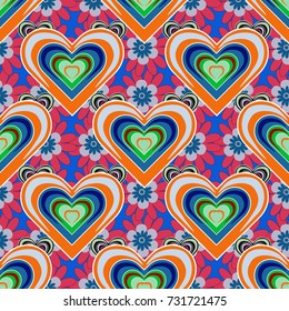 Use for wallpaper, printing on the packaging paper, textiles. Seamless floral pattern. Vintage vector ornament in beige, blue and orange tones.