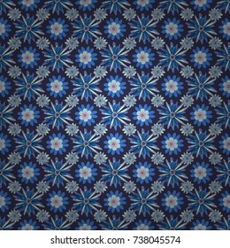 Use for wallpaper, printing on the packaging paper, textiles. Seamless floral pattern. Vintage vector ornament in black, blue and gray tones.