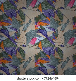 Use for wallpaper, printing on the packaging paper, textiles. Seamless floral pattern. Vintage vector ornament in yellow, blue and gray tones.