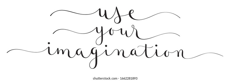 USE YOUR IMAGINATION black vector brush calligraphy banners with swashes