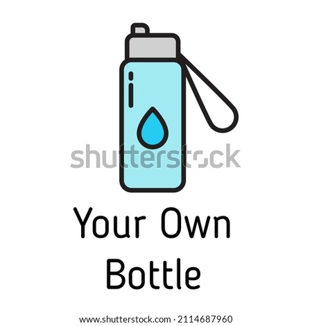 use your own bottle sign color filled vector icon isolated on white background. use your own bottle zero waste eco concept. recycle line icon for web, mobile and ui design.