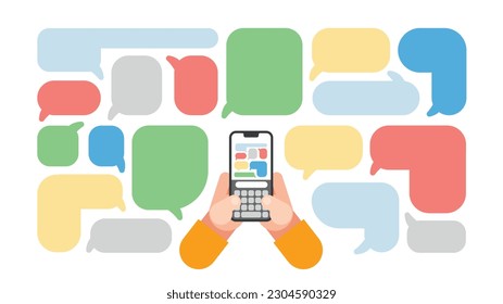 Use your smart phone to open the app to chat.Chat bubbles.Chat with friends. Chat to contact business people