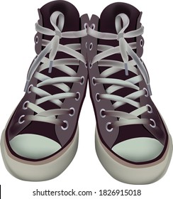 used and abandoned dark worn high sneakers