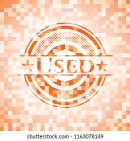 Used abstract orange mosaic emblem with background