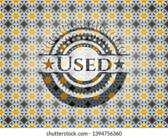 Used arabic style emblem. Arabesque decoration.