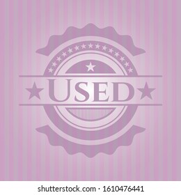 Used badge with pink background. Vector Illustration. Detailed.