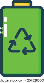 Used batteries with green recycling symbol. Isolated vector illustration. Waste Electrical and Electronic Equipment