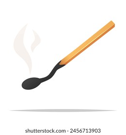 Used burnt match stick vector isolated illustration