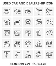 Used Car And Dealership Icon Set For Used Car Business Design.