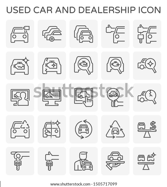 Used car and dealership icon\
set for used car business graphic design element, editable\
stroke.