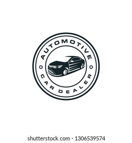 A used car logo design template. Awesome used car with emblem logo. A used car with emblem logotype.