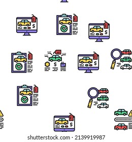 Used Car Sale Automobile Service Vector Seamless Pattern Thin Line Illustration