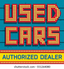 Used Cars, Authorized Dealer Banner Design, Vector Illustration.