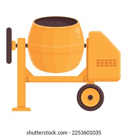 Used cement mixer icon cartoon vector. Construction machine. Mix worker
