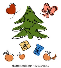Se utiliza para tarjetas de Navidad, elementos web, tejidos y cubiertas. Ilustración vectorial de la festividad