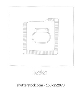 Used cream tester on a white background in a frame 