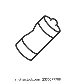 Batería de rugosidad usada, icono lineal. Línea con trazo editable