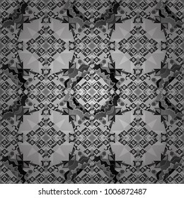 Used as digital wallpaper and technology background. Abstract vector geometry surfaces, lines and points seamless pattern in white, gray and black tones.