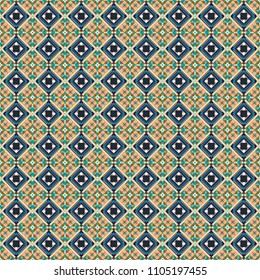 Used as digital wallpaper and technology background. Abstract vector geometry surfaces, lines and points seamless pattern in brown, blue and gray tones.