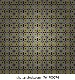 Used as digital wallpaper and technology background. Abstract vector geometry surfaces, lines and points seamless pattern in orange, blue and black tones.