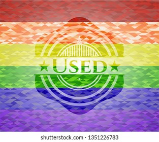 Used emblem on mosaic background with the colors of the LGBT flag