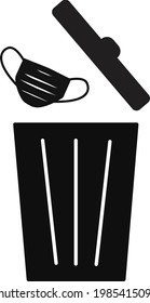 used face mask icon on white background. throw away used mask sign. flat style.