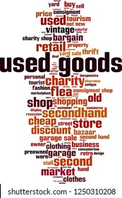 Used goods word cloud concept. Vector illustration