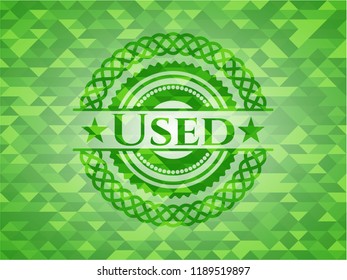 Used green emblem. Mosaic background