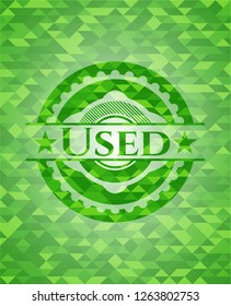 Used green emblem with mosaic ecological style background