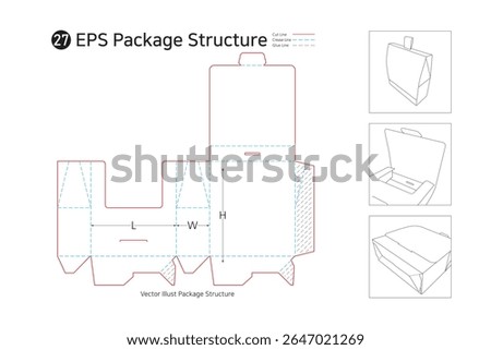 It is used for hanger-type packaging, thin stockings, and soap packaging that can be sold on hooks. package Dieline. Box structure.  