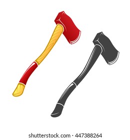 Used for logging and fire rescue. Axes concept. Wooden axe isolated on a white background. 