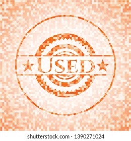 Used orange mosaic emblem. Vector Illustration. Detailed.