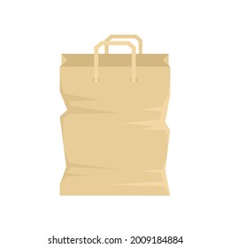 Used paper bag icon. Flat illustration of used paper bag vector icon isolated on white background