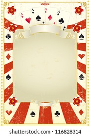 Used poker background. A grunge card frame for a poster.