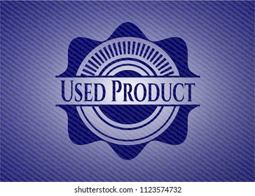 Used Product emblem with denim high quality background