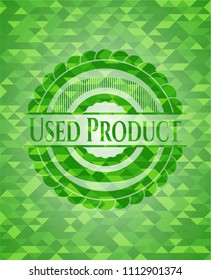 Used Product green emblem with triangle mosaic background