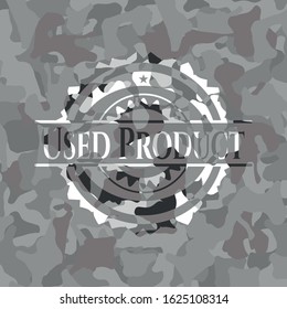Used Product grey camouflaged emblem. Vector Illustration.