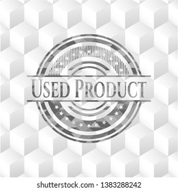 Used Product grey emblem with geometric cube white background