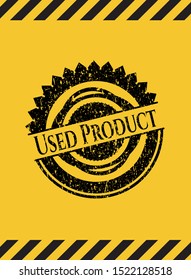 Used Product inside warning sign, black grunge emblem. Vector Illustration. Detailed.
