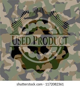 Used Product written on a camo texture