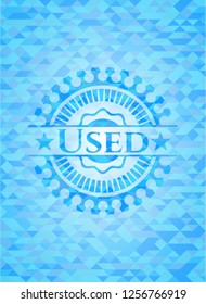 Used realistic sky blue emblem. Mosaic background