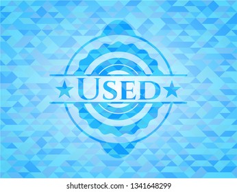 Used sky blue emblem with mosaic ecological style background