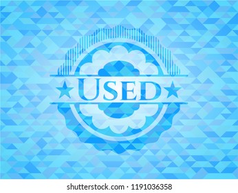 Used sky blue emblem with triangle mosaic background