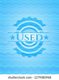 Used sky blue water badge background.
