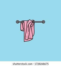 Used towel on towel rail vector illustration for Towel Day on May 25th.