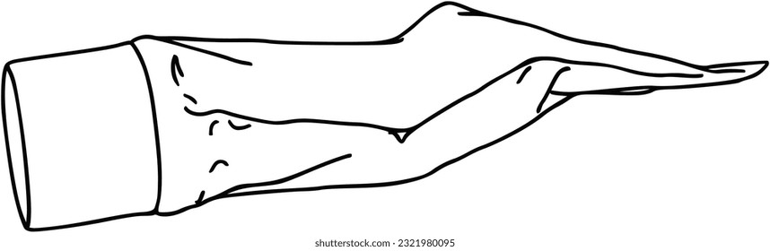 Tubo usado de pasta de dientes con caricatura lineal del doodle de la tapa