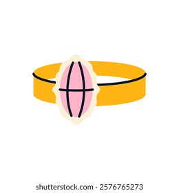 Used vintage ring with diamond. Second hand. Reuse and zero waste concept. Flat vector illustration.