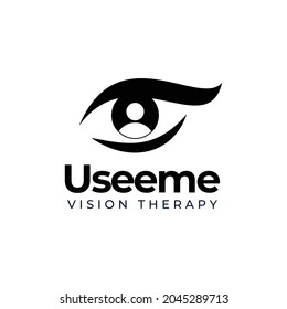 useeme vision therapy logo, person reflection on iris vector