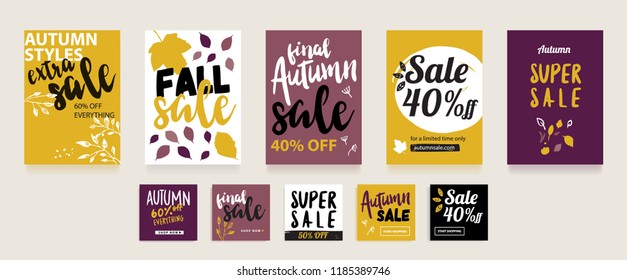 useful advertising set for autumn season. Editable vector illustration file.