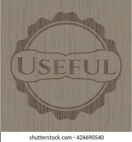 Useful badge with wooden background